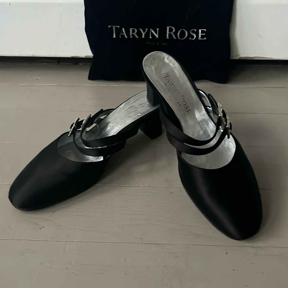 Taryn Rose satin mules 8.5